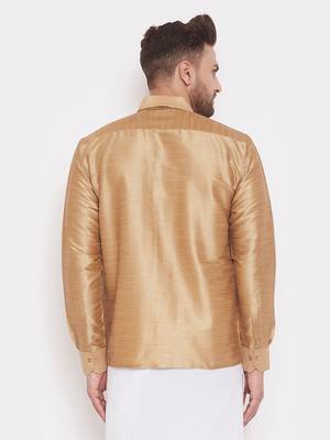 Gold Woven Silk Blend Shirt 4