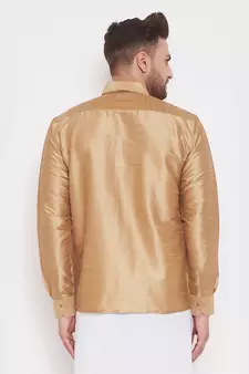 Gold Woven Silk Blend Shirt