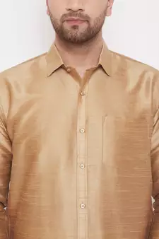 Gold Woven Silk Blend Shirt