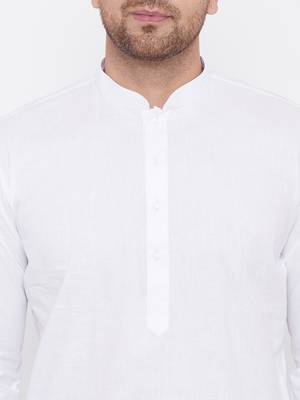 White Plain Cotton Dhoti-Kurta 5