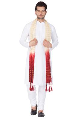  White Cotton Blend Kurta, Pyjama & Dupatta Set 2