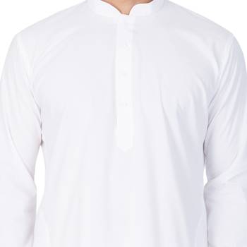  White Cotton Blend Kurta, Pyjama & Dupatta Set 4