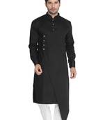 Black Cotton Satin Blend Kurta