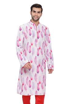 Men'S Pink Cotton Blend Kurta
