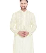 Yellow And White Cotton Kurta