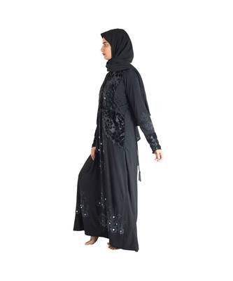 Black brasso polyester abaya 4
