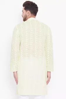 Yellow And White Cotton Kurta