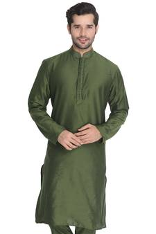 Men'S Green Cotton Blend Kurta