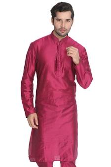 Men'S Purple Cotton Blend Kurta