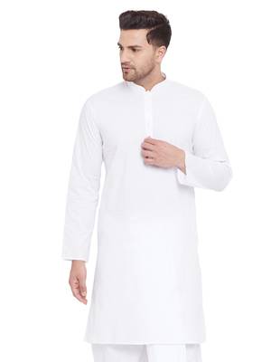 White Plain Cotton Men-Kurtas 1
