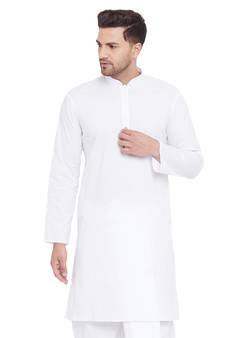 White Plain Cotton Men-Kurtas