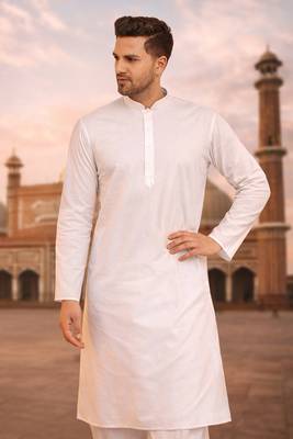 White Plain Cotton Men-Kurtas 2