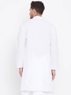 White Plain Cotton Men-Kurtas 4