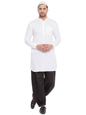 White plain linen pathani-suits 1