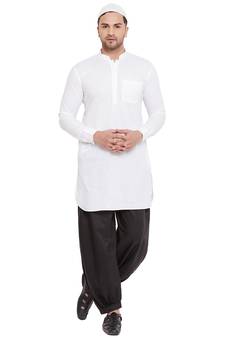 White plain linen pathani-suits