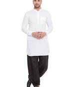 White plain linen pathani-suits