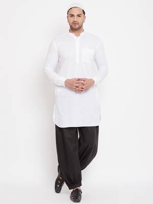 White plain linen pathani-suits 2