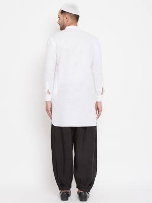 White plain linen pathani-suits 4