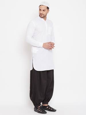 White plain linen pathani-suits 5