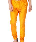 Orange Plain Silk Blend Men-Pyjamas