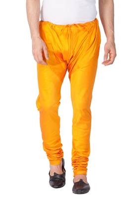 Orange Plain Silk Blend Men-Pyjamas 2