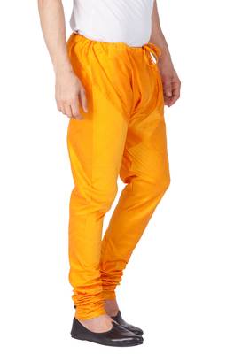 Orange Plain Silk Blend Men-Pyjamas 3