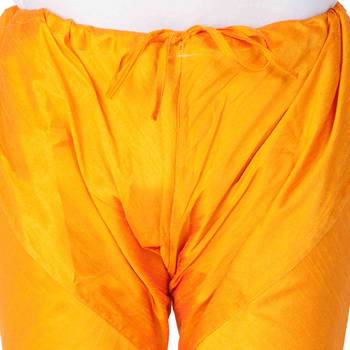 Orange Plain Silk Blend Men-Pyjamas 4