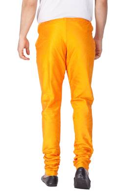 Orange Plain Silk Blend Men-Pyjamas 5
