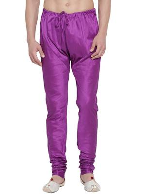 Purple Plain Silk Blend Men-Pyjamas 1