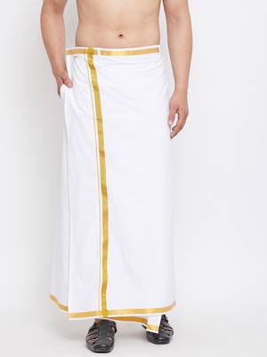 White And Gold Dhoti / Mundu / Vesty 2