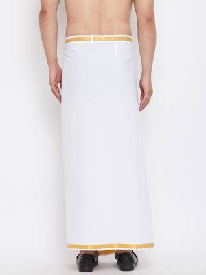 White And Gold Dhoti / Mundu / Vesty 4