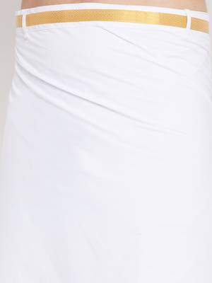 White And Gold Dhoti / Mundu / Vesty 5