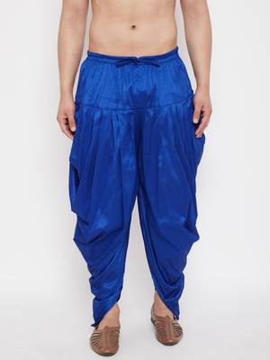 Blue Plain Silk Blend Dhotis 2