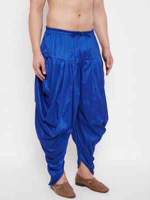Blue Plain Silk Blend Dhotis 3