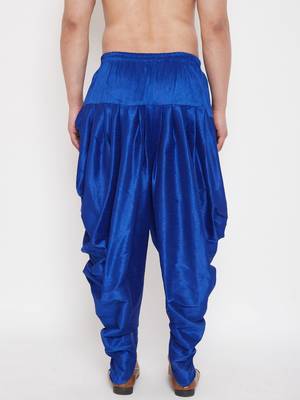 Blue Plain Silk Blend Dhotis 4