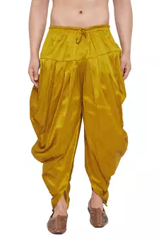 Mustard plain silk blend dhotis