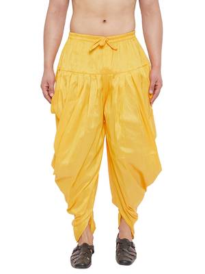 Yellow Plain Silk Blend Dhotis 1