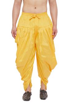 Yellow Plain Silk Blend Dhotis