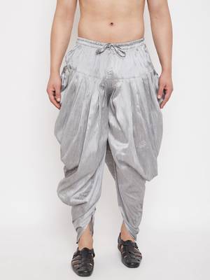 Grey Plain Silk Blend Dhotis 2
