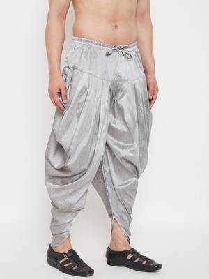 Grey Plain Silk Blend Dhotis 3