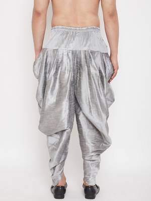Grey Plain Silk Blend Dhotis 4