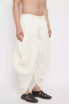 Cream Plain Silk Blend Dhotis