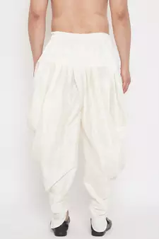 Cream Plain Silk Blend Dhotis