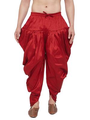 Maroon Plain Silk Blend Dhotis 1