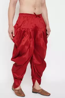 Maroon Plain Silk Blend Dhotis