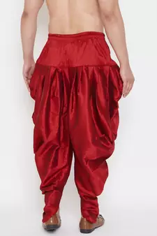 Maroon Plain Silk Blend Dhotis