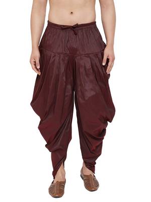 Wine Plain Silk Blend Dhotis 1