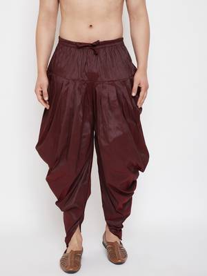 Wine Plain Silk Blend Dhotis 2