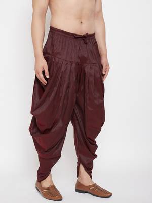 Wine Plain Silk Blend Dhotis 3