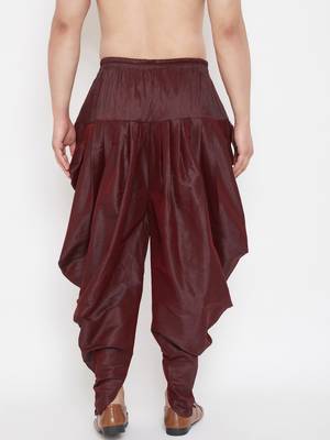 Wine Plain Silk Blend Dhotis 4